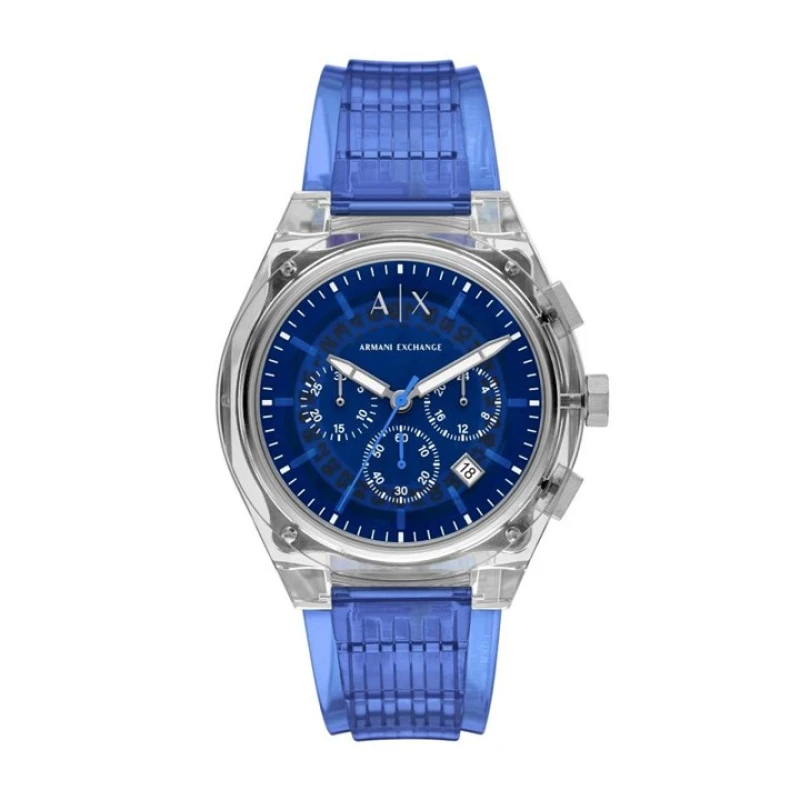 Image of Armani Exchange AX4166 Rafael Blue Plastic Strap Watch - W65489