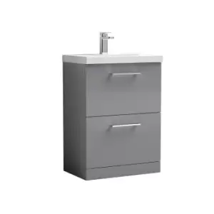 image of Nuie Arno 600mm Floor Standing 2 Drawer Vanity & Basin 1 Cloud Grey