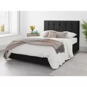 Image of Hepburn Ottoman Upholstered Bed, Plush Velvet, Ebony - Ottoman Bed Size Double (135x190)