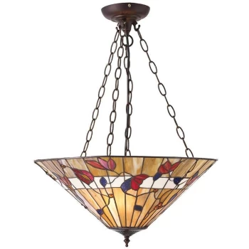 Image of Interiors Astoria - 2 Light Medium Table Lamp Black, Tiffany Style Glass, E27