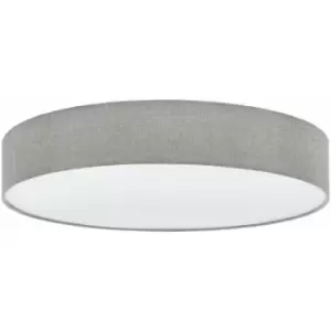 image of Loops - Flush Ceiling Light Colour White Shade Grey White Fabric Linen Bulb E27 5x25W