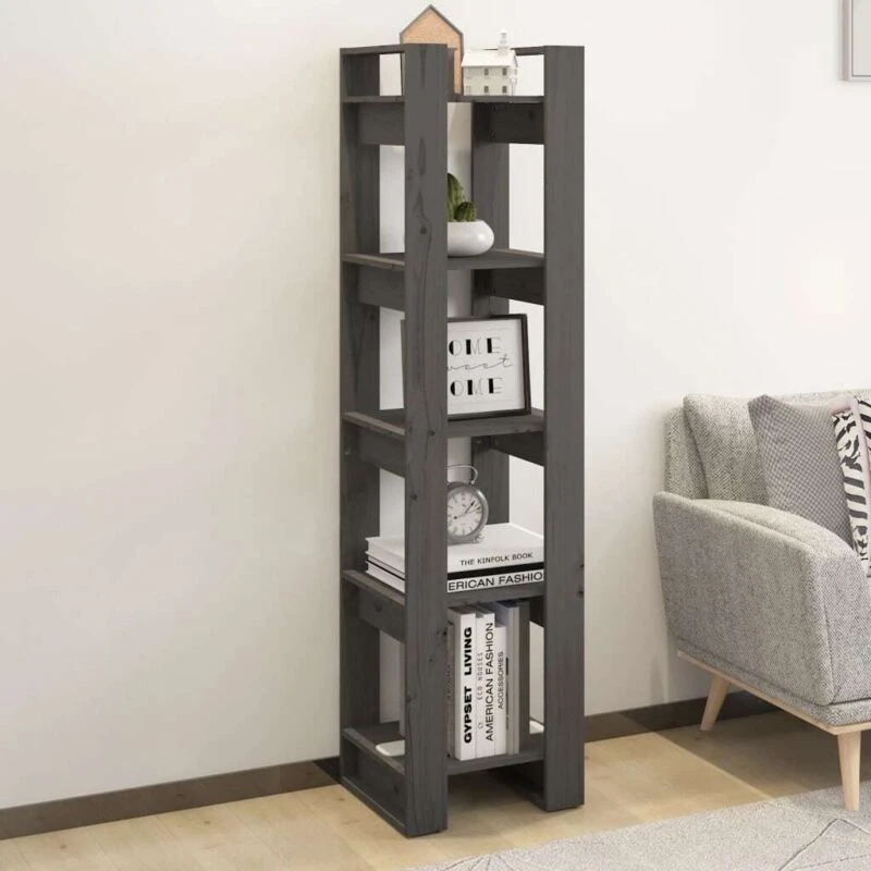 Image of VIDAXL Vidaxl - Book Cabinet/Room Divider Grey 41x35x160cm Solid Wood Pine 8720286905098