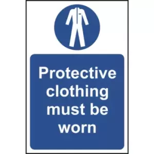 Image of Protective clothing must be worn - Self Adhesive Sign 200 x 300mm