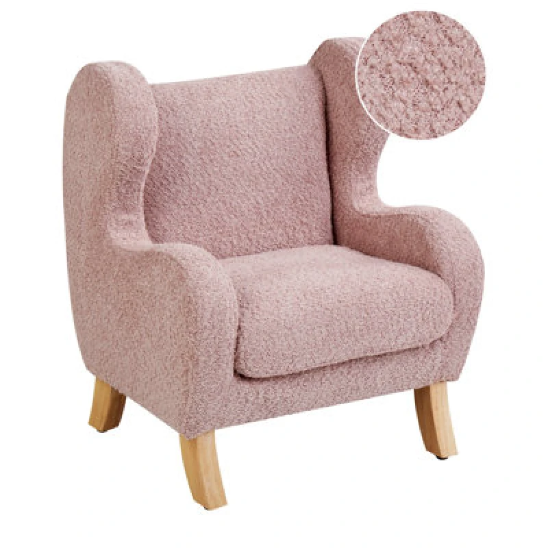 Image of Beliani Kids Armchair Farum Boucle Pink
