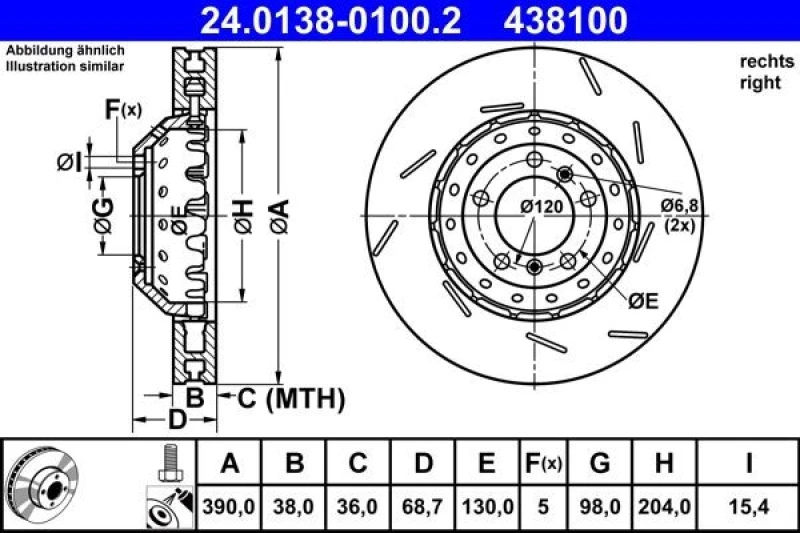 Image of Brake disc ATE 24.0138-0100.2