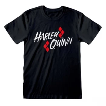 Image of Batman - Harley Quinn Bat Emblem Unisex Large T-Shirt - Black