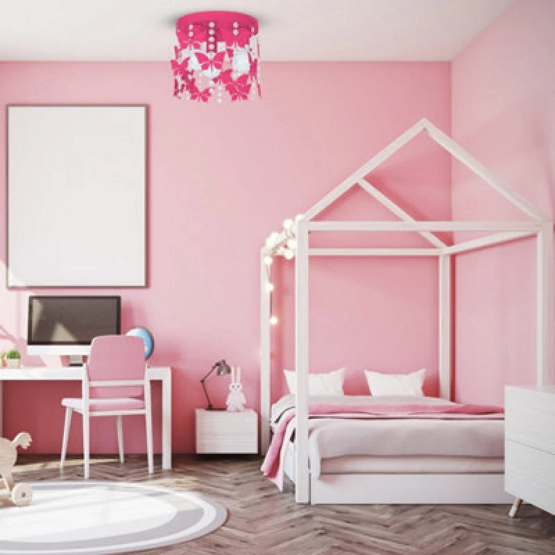 Image of Milagro Angelica Hot Pink Ceiling Lamp 3Xe27 Hand Made With Delicate Butterflies Suspended By Crystals Boutique Chic Style