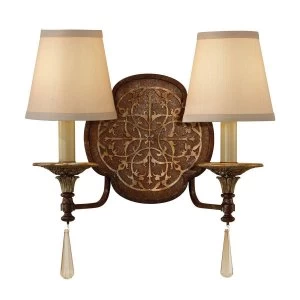 Image of 2 Light Indoor Candle Wall Light British Bronze, E14