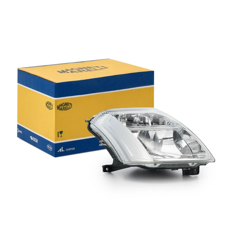 Image of MAGNETI MARELLI 712419801129 Headlights H4, Right, with motor for headlamp levelling, Halogen Headlight (259)
