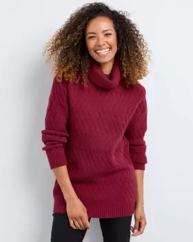 image of Cotton Traders Womens Roll Neck Jumper in Pink