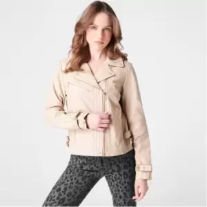 Image of Biba BIBA Leather Biker Jacket - Neutral