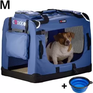 image of CADOCA Pet Carrier Fabric Dog Cat Rabbit Transport Bag Cage Folding Puppy Crate M - Navy Blau (de)