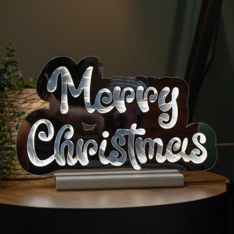 Image of 32cm Light up Merry Christmas Infinity Decoration with White LEDs