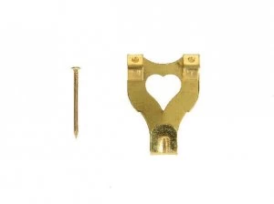 image of Wickes Double Picture Hook No. 3 - Brass 33 x 25mm Pack of 10