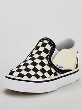 image of Vans Classic Checkerboard Slip-on Plimsolls - Black/White, Size 9