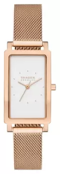 image of Skagen SKW3095 Hagen (22mm) White Rectangular Dial / Rose Watch