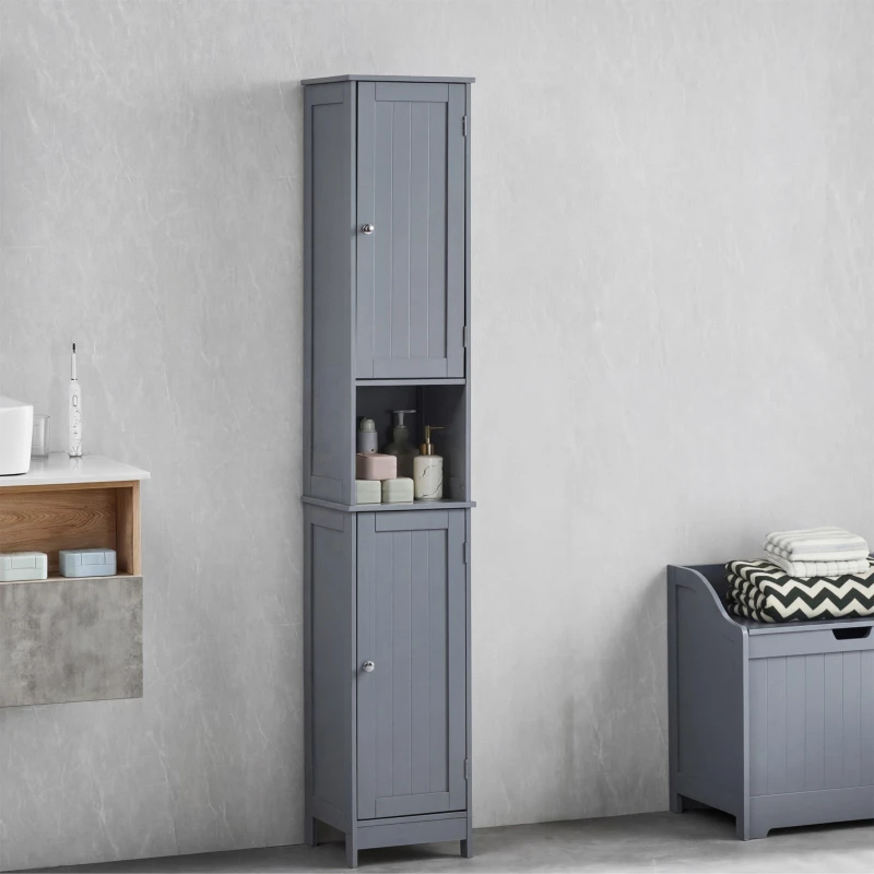 Image of Lassic Bath Vida Priano 2 Door Tall Cabinet Bathroom Shelves 2 Door Grey 84686390000