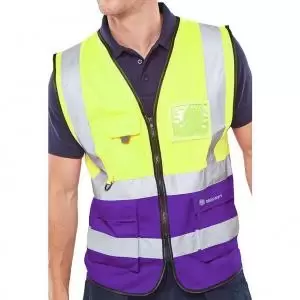 Image of Beeswift TWO TONE EXECUTIVE WAISTCOAT SAT YELLOWPURPLE XL HVWCTTSYPUXL