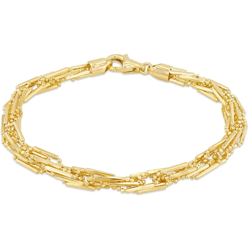 Image of Be You 9ct Gold Diamond Cut Prince of Wales Ball Bracelet Yellow Gold female 7.5in