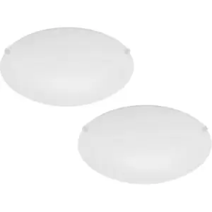 Image of 2 PACK Wall Flush Ceiling Light Colour White Shade White Satin Glass E27 1x60W
