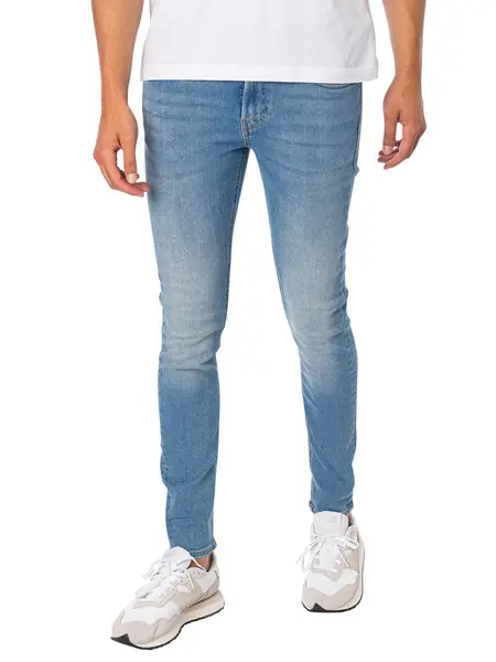 Image of Jack & Jones Blue Denim Liam Original Skinny Jeans L/Stnwash Male 30R 211018UK