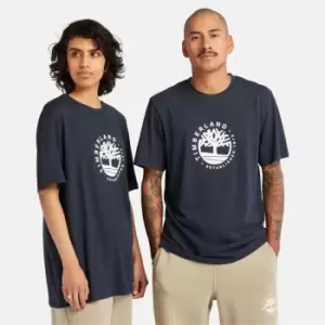 Image of Timberland All Gender Refibra Logo Graphic Tee In Navy Navy Product gender genderless, Size L