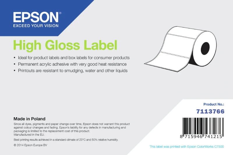 Image of Epson Epson High Gloss Label, Continuous Roll, 102mm x 60m 7113766