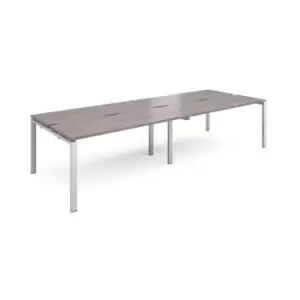 Image of Adapt double back to back desks 3200mm x 1200mm - silver frame and grey oak top