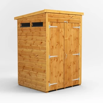Image of 4x4 Power Pent Security Shed Double Door - Brown