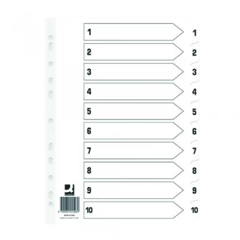 image of Q Connect Index 1-10 Board Reinforced White Pack of 25 KF01528Q