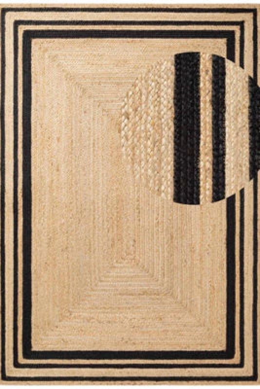 Image of The Rugs Braided Jute Nuru Reversible Living Room Bordered Rug In Black