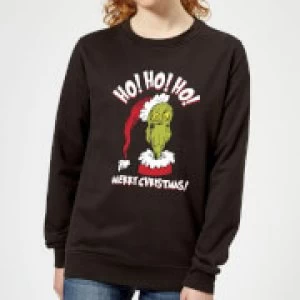 image of The Grinch Ho Ho Ho Womens Christmas Sweatshirt - Black