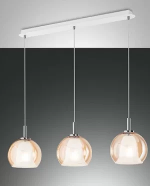 Image of Bretagna Straight Bar Pendant Ceiling Light Amber Glass, E27