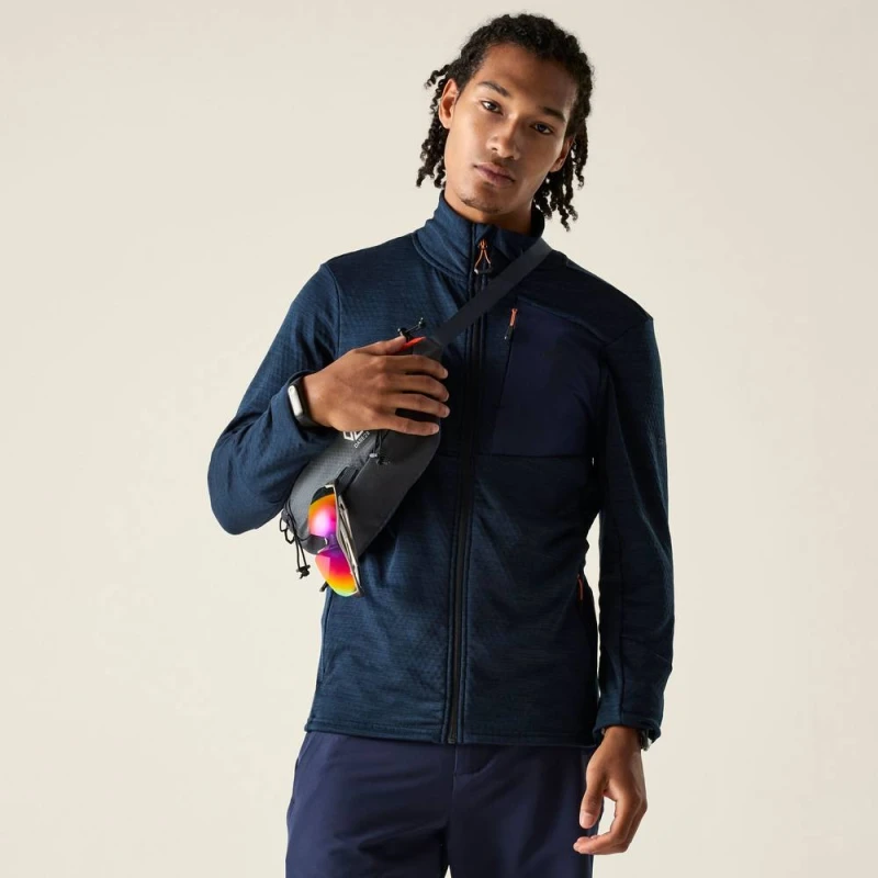 Image of Dare 2b Mens Venture Full Zip Stretch Midlayer in Mid Navy Size: Small Mid Navy Male S