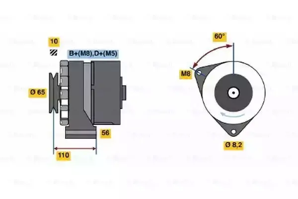 Image of Bosch 0986034220 Alternator 3422 55 A 14 V BOSCHALTERNATOR-0986034220