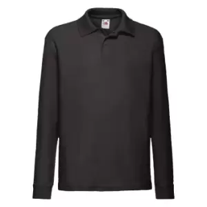 Image of Fruit Of The Loom Childrens Long Sleeve 65/35 Pique Polo / Childrens Polo Shirts (12-13) (Black)