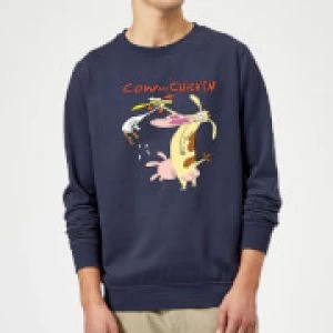 Image of Cow and Chicken Characters Sweatshirt - Navy - 3XL