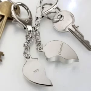 Image of Personalised Pair of Heart Keyrings