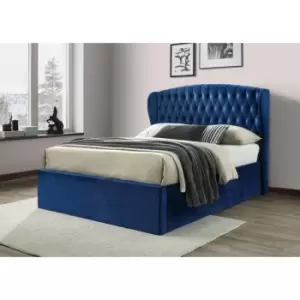 Image of Warwick Blue Velvet Ottoman Storage Bed Kingsize