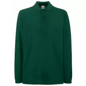 image of Fruit Of The Loom Mens Premium Long Sleeve Polo Shirt (XL) (Forest Green)