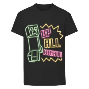 Image of Minecraft Boys Up All Night T-Shirt (9-10 Years) (Black)