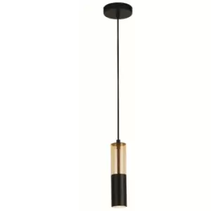 image of Searchlight Lighting - Searchlight Merrygold Ceiling Pendant, Amber Acrylic & Black