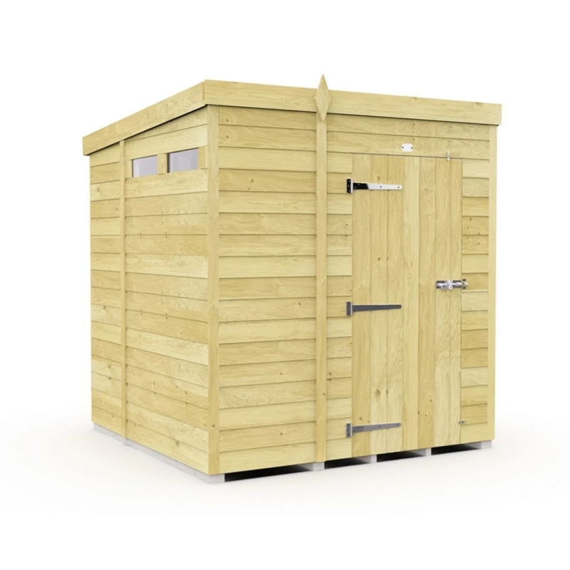 Image of Buttercup Farm 7 x 6 Feet Pent Security Shed - Single Door - L178 x W214 x H201cm in Brown Brown Unisex