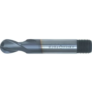 Image of 3.00MM Series 39 HSS-Co 2 Flute Threaded Shank Short Series Ball Nosed - Swisstech