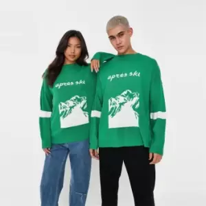 Image of Missguided Apres Ski Graphic Jumper - Green