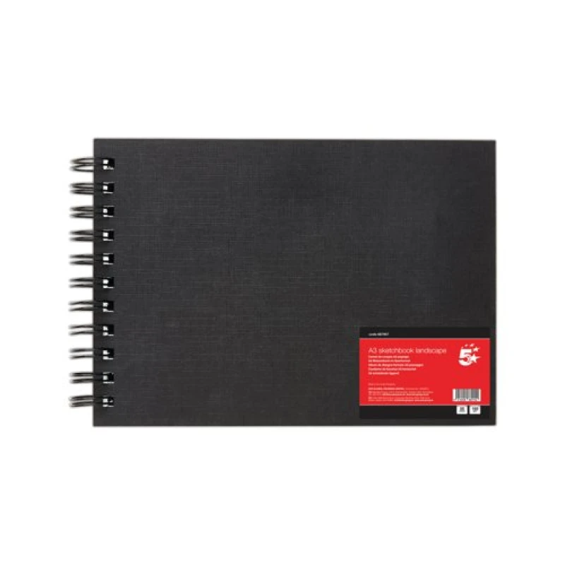 Image of 5 Star 5 Star Hardback Spiral Sketchbook A3 Landscape 50 Sheets FS688015 FS688015
