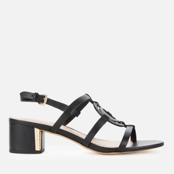 image of Coach Womens Edina Leather Block Heeled Sandals - Black - UK 4