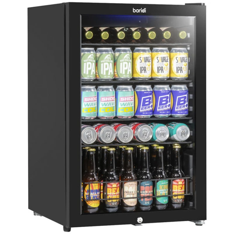 Image of Baridi 115L Under Counter Beer, Drinks & Wine Fridge, Lock, LED Light, Black DH223