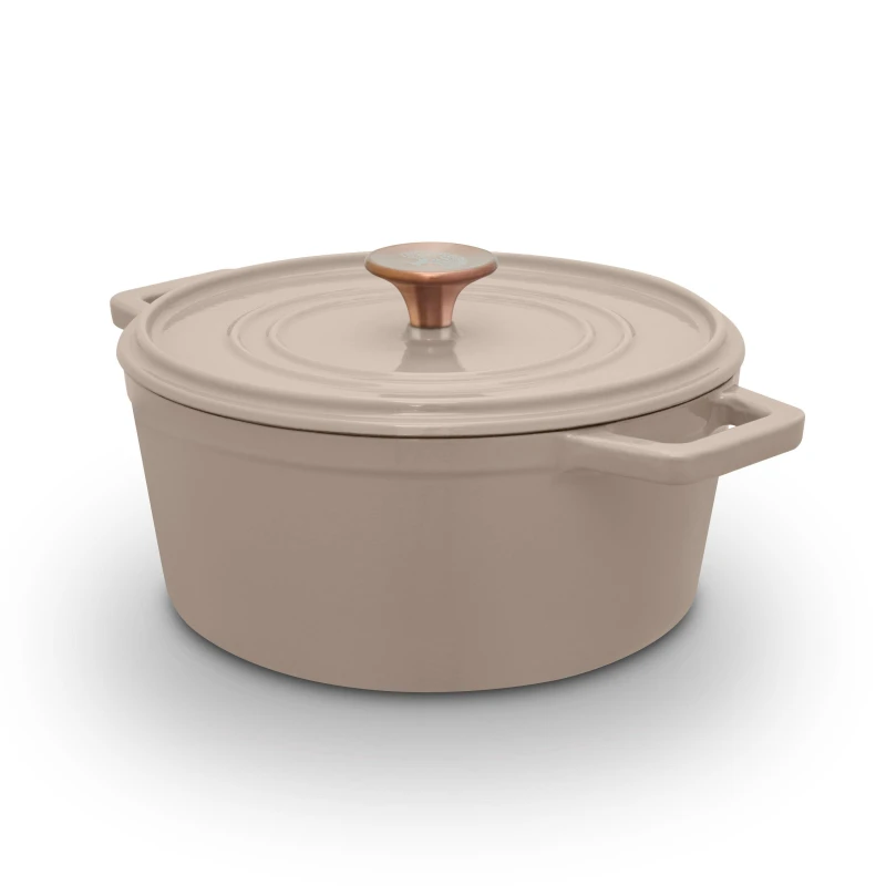 Image of BARBARY & OAK 24cm Nattura Round Cast Iron Casserole Dish taupe ONE SIZE