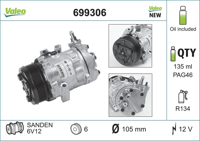 Image of Air conditioning compressor VALEO 699306